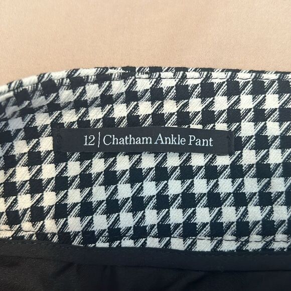 Talbots sz12 black/white check Chatham ankle pant back pockets ankle slits - Picture 3 of 13
